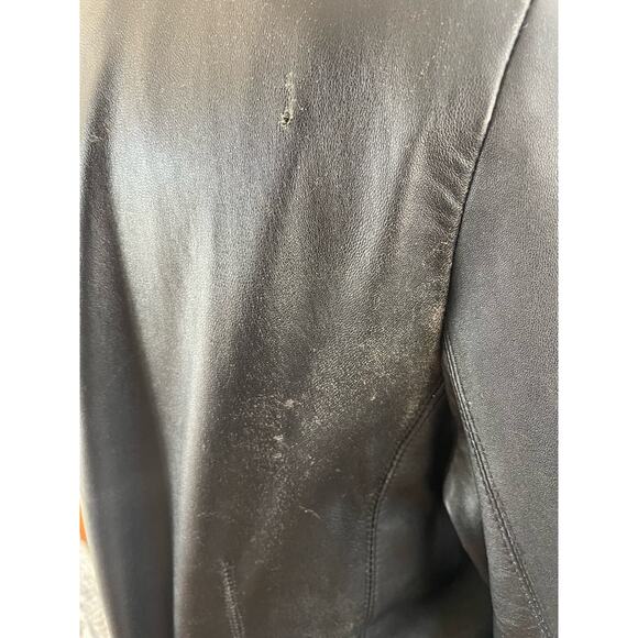 y2k Colebrook Womens Black Leather Long Blazer Size Large - Picture 6 of 7